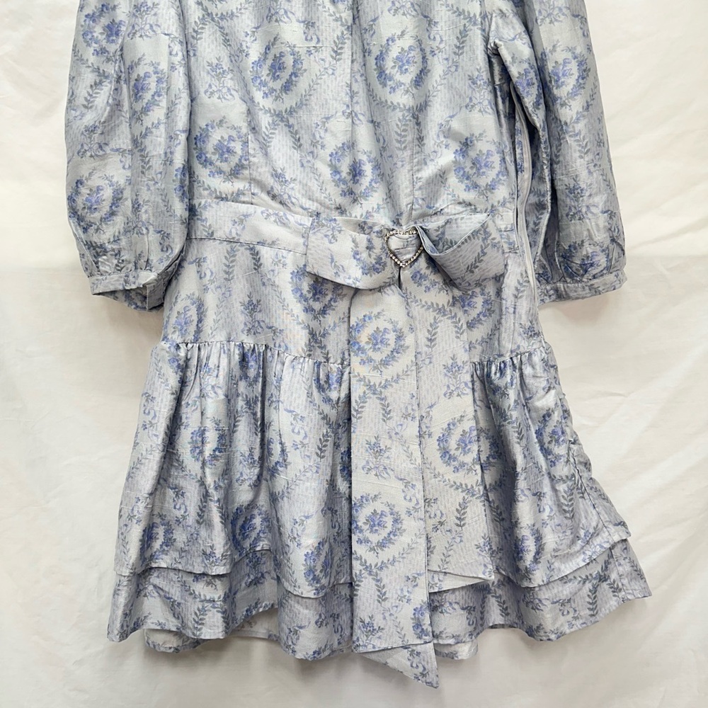 NWT Loveshackfancy Bow Pearla Blue Haze Mini Dress Size 8 - Picture 5 of 16